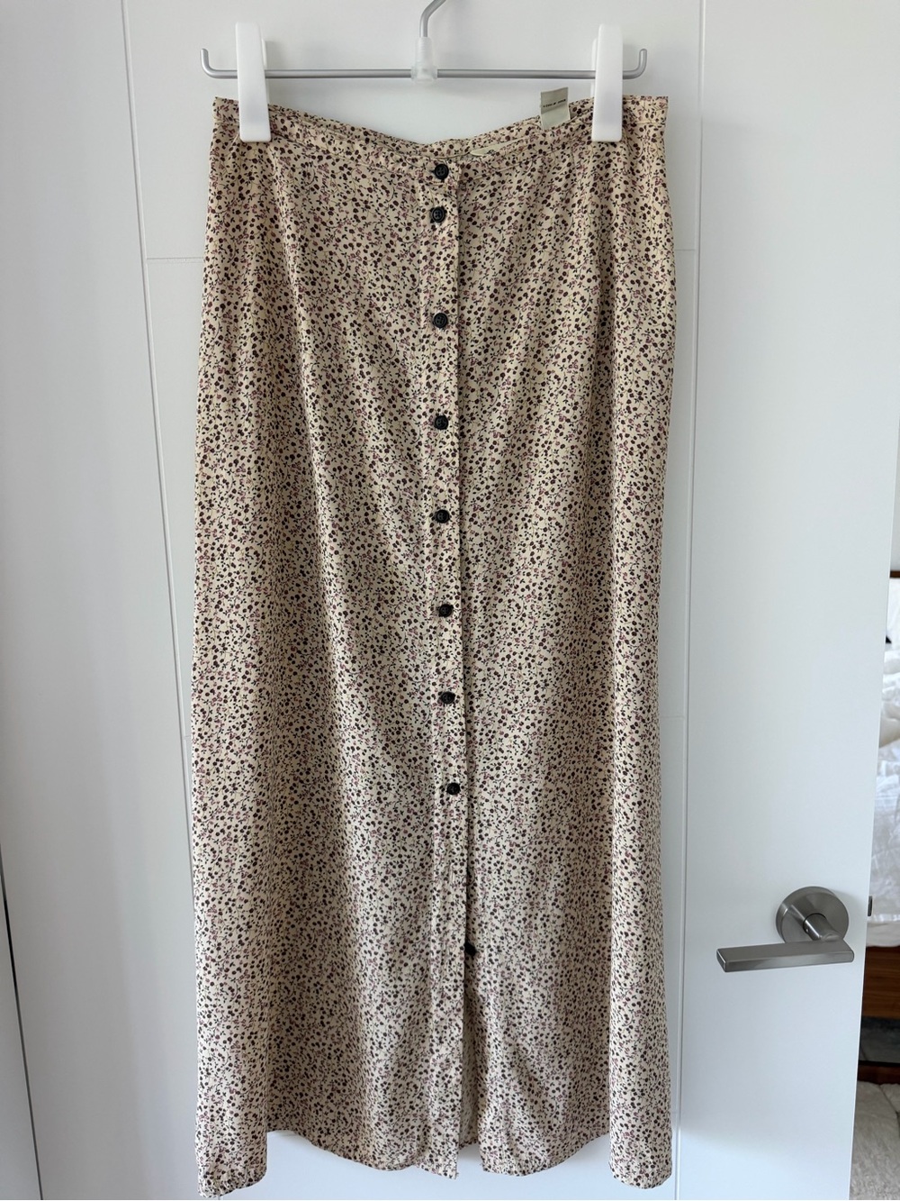 Eddie Bauer Beige Floral Button-Front Maxi Skirt Size 6